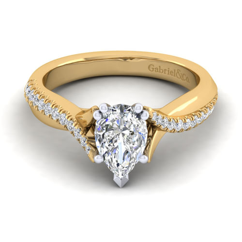 14K White-Yellow Gold Pear Shape Diamond Engagement Ring