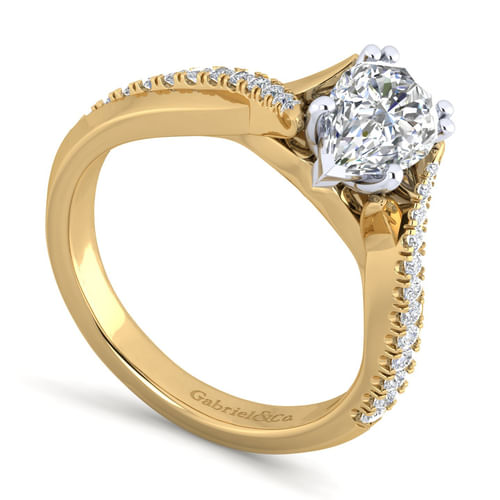 14K White-Yellow Gold Pear Shape Diamond Engagement Ring