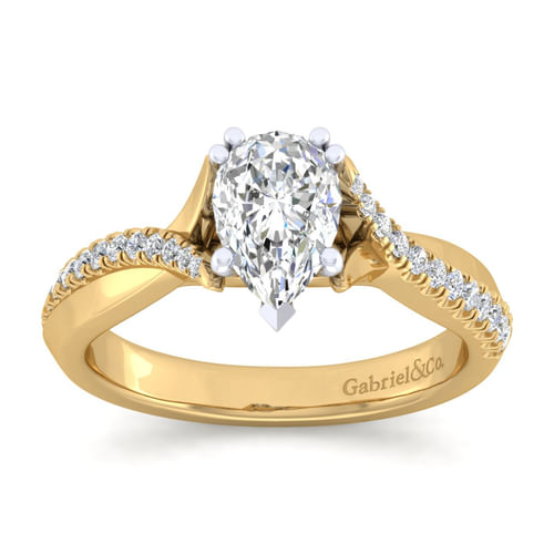 14K White-Yellow Gold Pear Shape Diamond Engagement Ring
