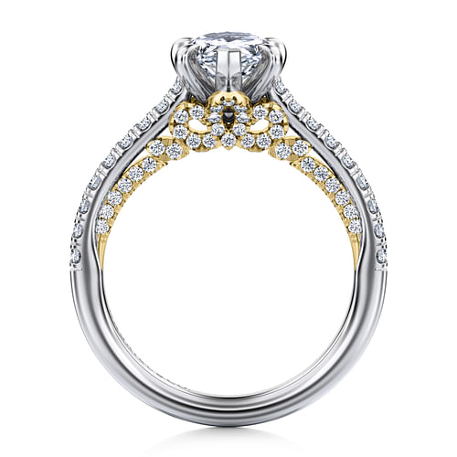 14K White-Yellow Gold Pear Shape Diamond Engagement Ring