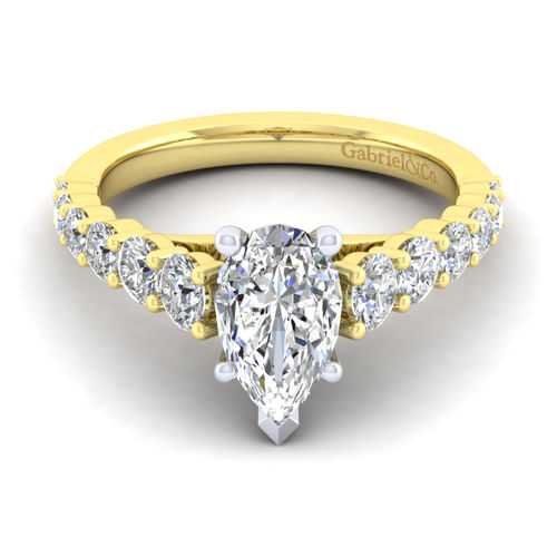 14K White-Yellow Gold Pear Shape Diamond Engagement Ring
