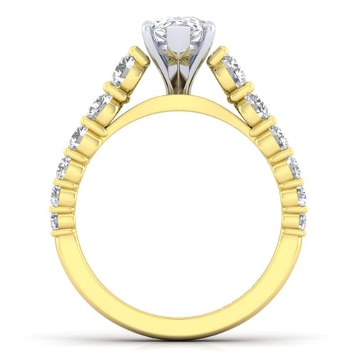 14K White-Yellow Gold Pear Shape Diamond Engagement Ring
