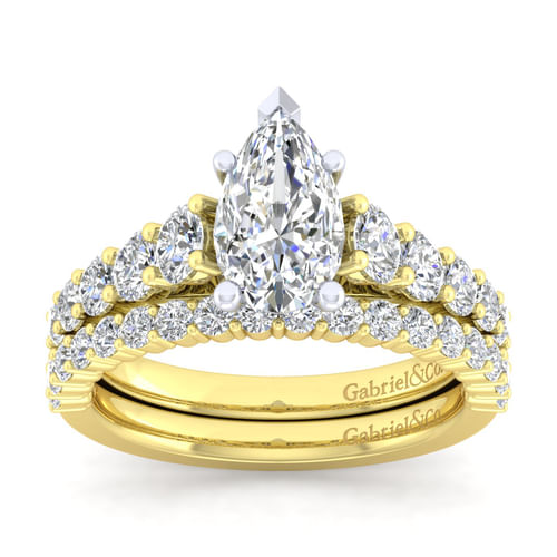14K White-Yellow Gold Pear Shape Diamond Engagement Ring