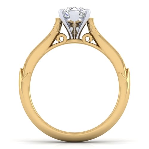 14K White-Yellow Gold Pear Shape Diamond Engagement Ring