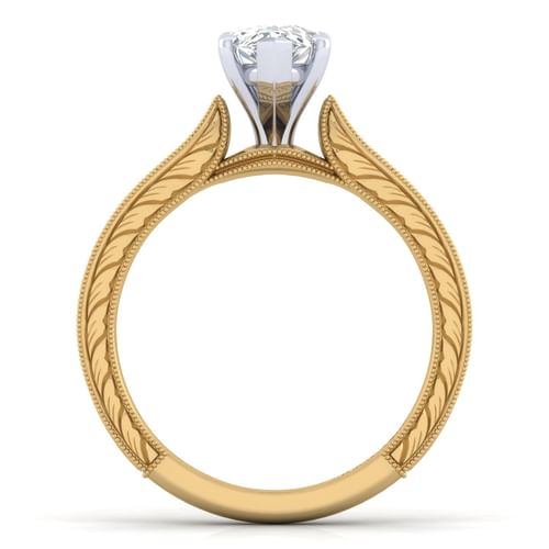 14K White-Yellow Gold Pear Shape Diamond Engagement Ring