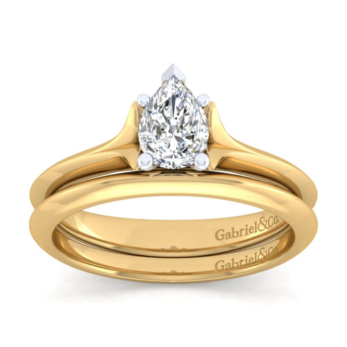 14K White-Yellow Gold Pear Shape Diamond Engagement Ring