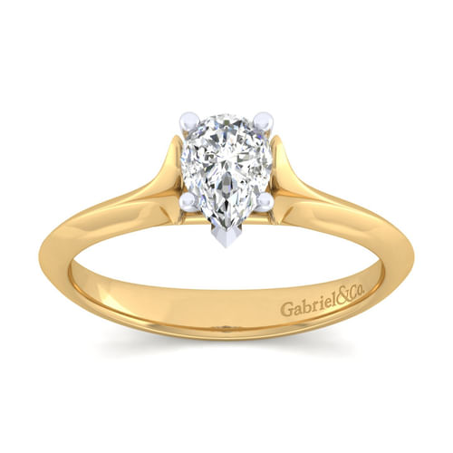 14K White-Yellow Gold Pear Shape Diamond Engagement Ring
