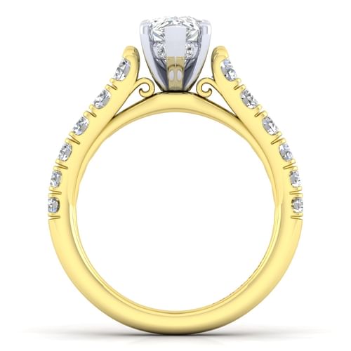 14K White-Yellow Gold Pear Shape Diamond Engagement Ring