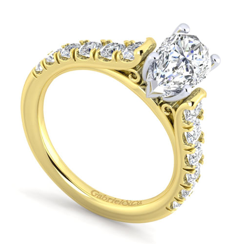 14K White-Yellow Gold Pear Shape Diamond Engagement Ring