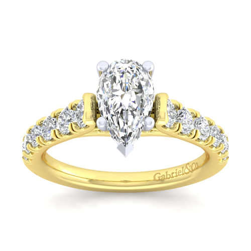 14K White-Yellow Gold Pear Shape Diamond Engagement Ring
