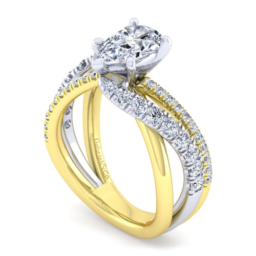 14K White-Yellow Gold Pear Shape Diamond Engagement Ring