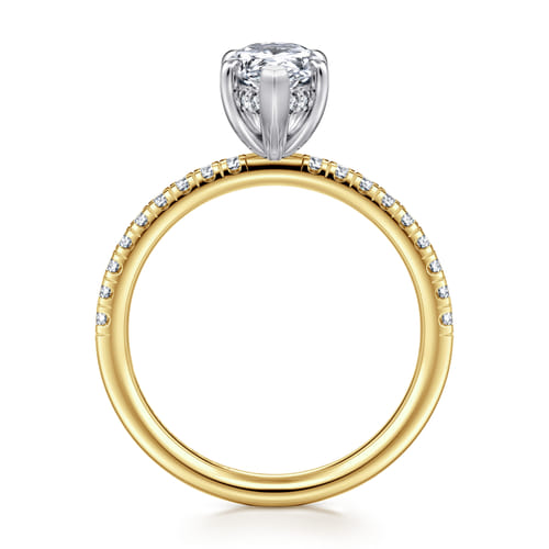 14K White-Yellow Gold Pear Shape Diamond Engagement Ring