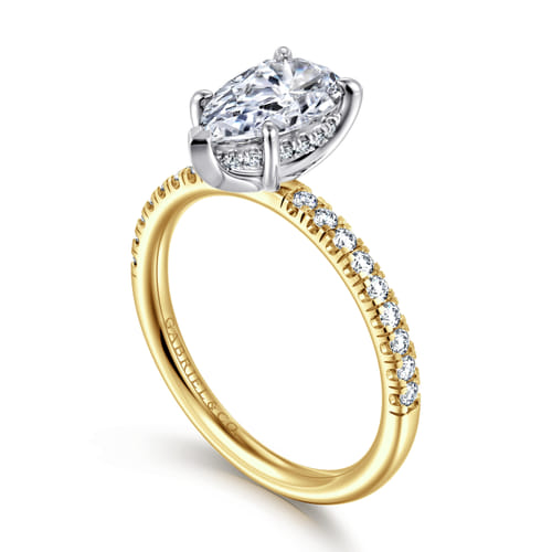 14K White-Yellow Gold Pear Shape Diamond Engagement Ring