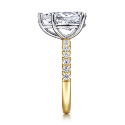 14K White-Yellow Gold Pear Shape Diamond Engagement Ring