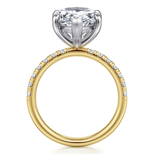 14K White-Yellow Gold Pear Shape Diamond Engagement Ring