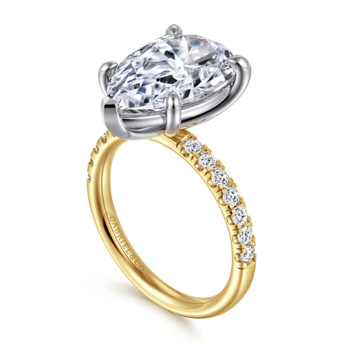 14K White-Yellow Gold Pear Shape Diamond Engagement Ring