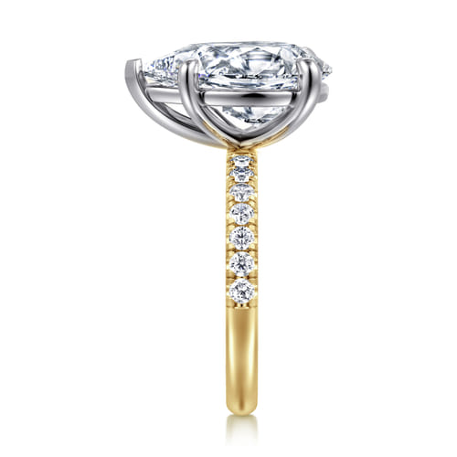14K White-Yellow Gold Pear Shape Diamond Engagement Ring
