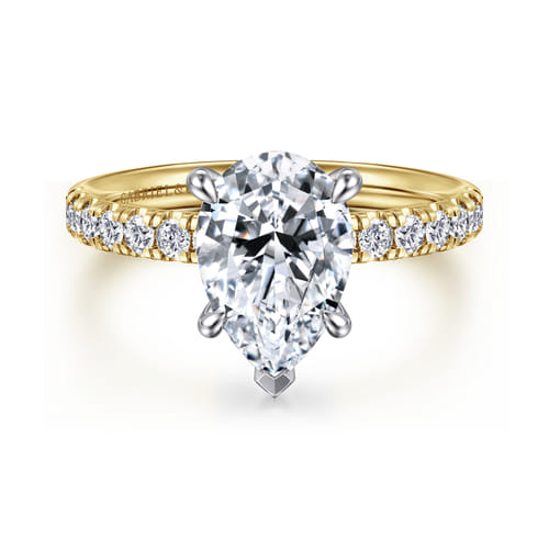 14K White-Yellow Gold Pear Shape Diamond Engagement Ring