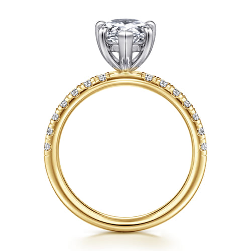 14K White-Yellow Gold Pear Shape Diamond Engagement Ring