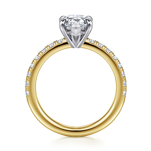 14K White-Yellow Gold Pear Shape Diamond Engagement Ring