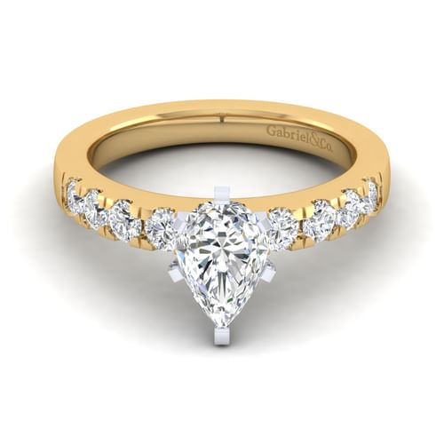 14K White-Yellow Gold Pear Shape Diamond Engagement Ring