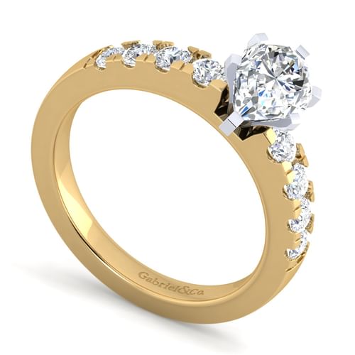 14K White-Yellow Gold Pear Shape Diamond Engagement Ring