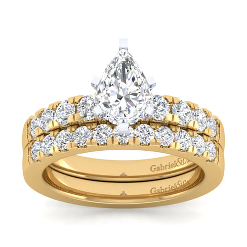 14K White-Yellow Gold Pear Shape Diamond Engagement Ring