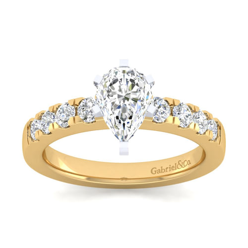 14K White-Yellow Gold Pear Shape Diamond Engagement Ring
