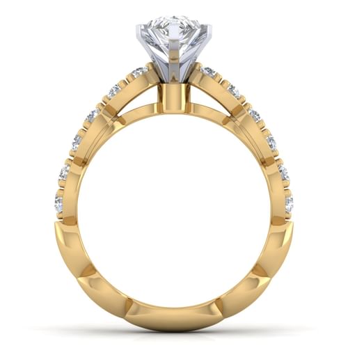 14K White-Yellow Gold Pear Shape Diamond Engagement Ring