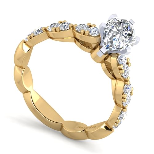 14K White-Yellow Gold Pear Shape Diamond Engagement Ring