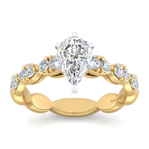 14K White-Yellow Gold Pear Shape Diamond Engagement Ring
