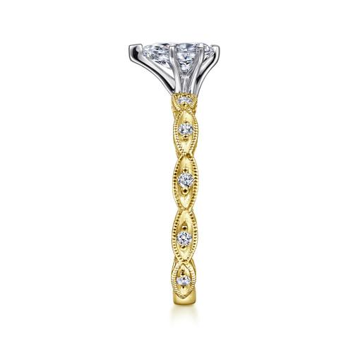 14K White-Yellow Gold Pear Shape Diamond Engagement Ring