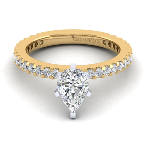 14K White-Yellow Gold Pear Shape Diamond Engagement Ring