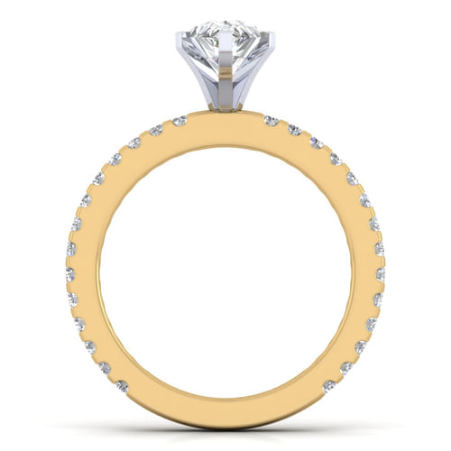 14K White-Yellow Gold Pear Shape Diamond Engagement Ring
