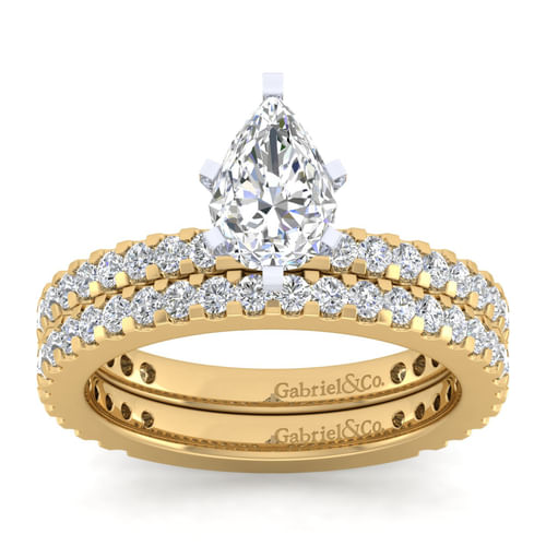 14K White-Yellow Gold Pear Shape Diamond Engagement Ring