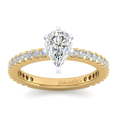 14K White-Yellow Gold Pear Shape Diamond Engagement Ring