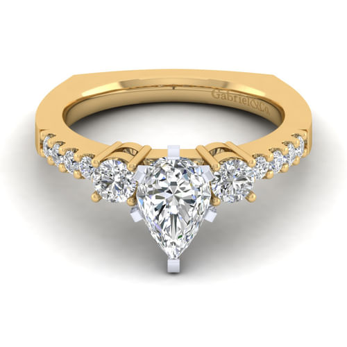 14K White-Yellow Gold Pear Shape Diamond Engagement Ring