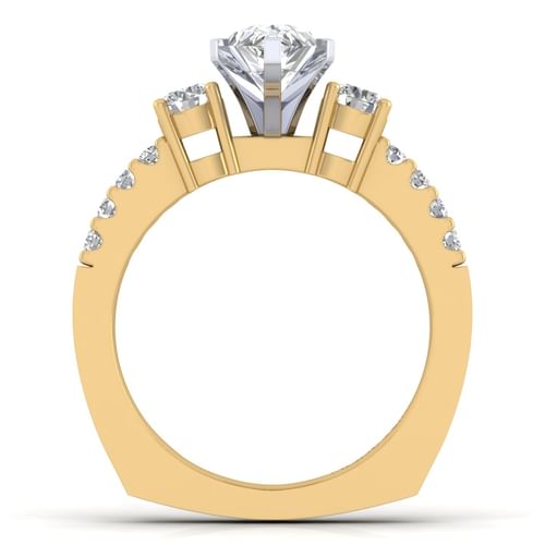 14K White-Yellow Gold Pear Shape Diamond Engagement Ring