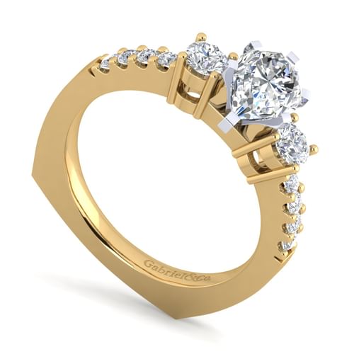 14K White-Yellow Gold Pear Shape Diamond Engagement Ring