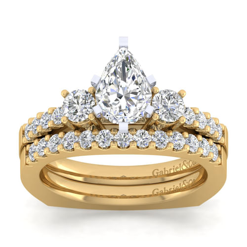14K White-Yellow Gold Pear Shape Diamond Engagement Ring