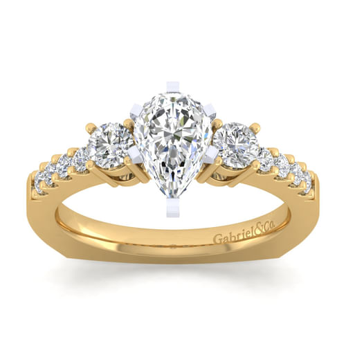 14K White-Yellow Gold Pear Shape Diamond Engagement Ring
