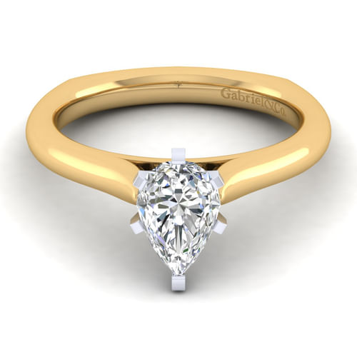 14K White-Yellow Gold Pear Shape Diamond Engagement Ring
