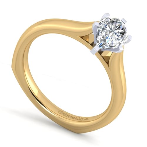 14K White-Yellow Gold Pear Shape Diamond Engagement Ring