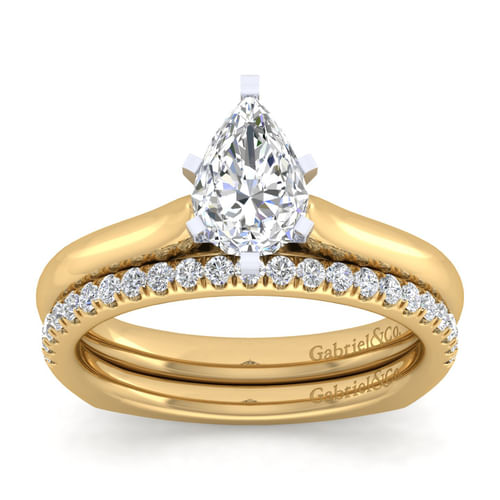 14K White-Yellow Gold Pear Shape Diamond Engagement Ring