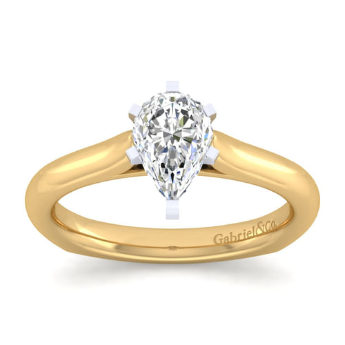 14K White-Yellow Gold Pear Shape Diamond Engagement Ring