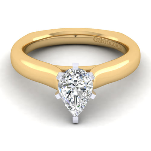 14K White-Yellow Gold Pear Shape Diamond Engagement Ring 14K White-Yellow Gold Pear Shape Diamond Engagement Ring