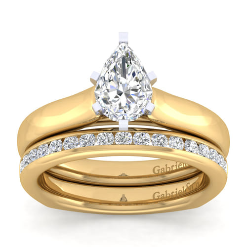 14K White-Yellow Gold Pear Shape Diamond Engagement Ring 14K White-Yellow Gold Pear Shape Diamond Engagement Ring
