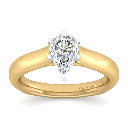 14K White-Yellow Gold Pear Shape Diamond Engagement Ring 14K White-Yellow Gold Pear Shape Diamond Engagement Ring