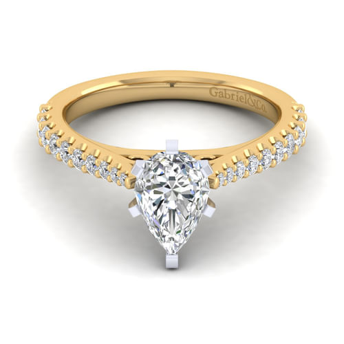 14K White-Yellow Gold Pear Shape Diamond Engagement Ring