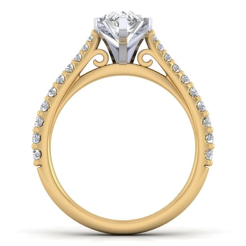14K White-Yellow Gold Pear Shape Diamond Engagement Ring